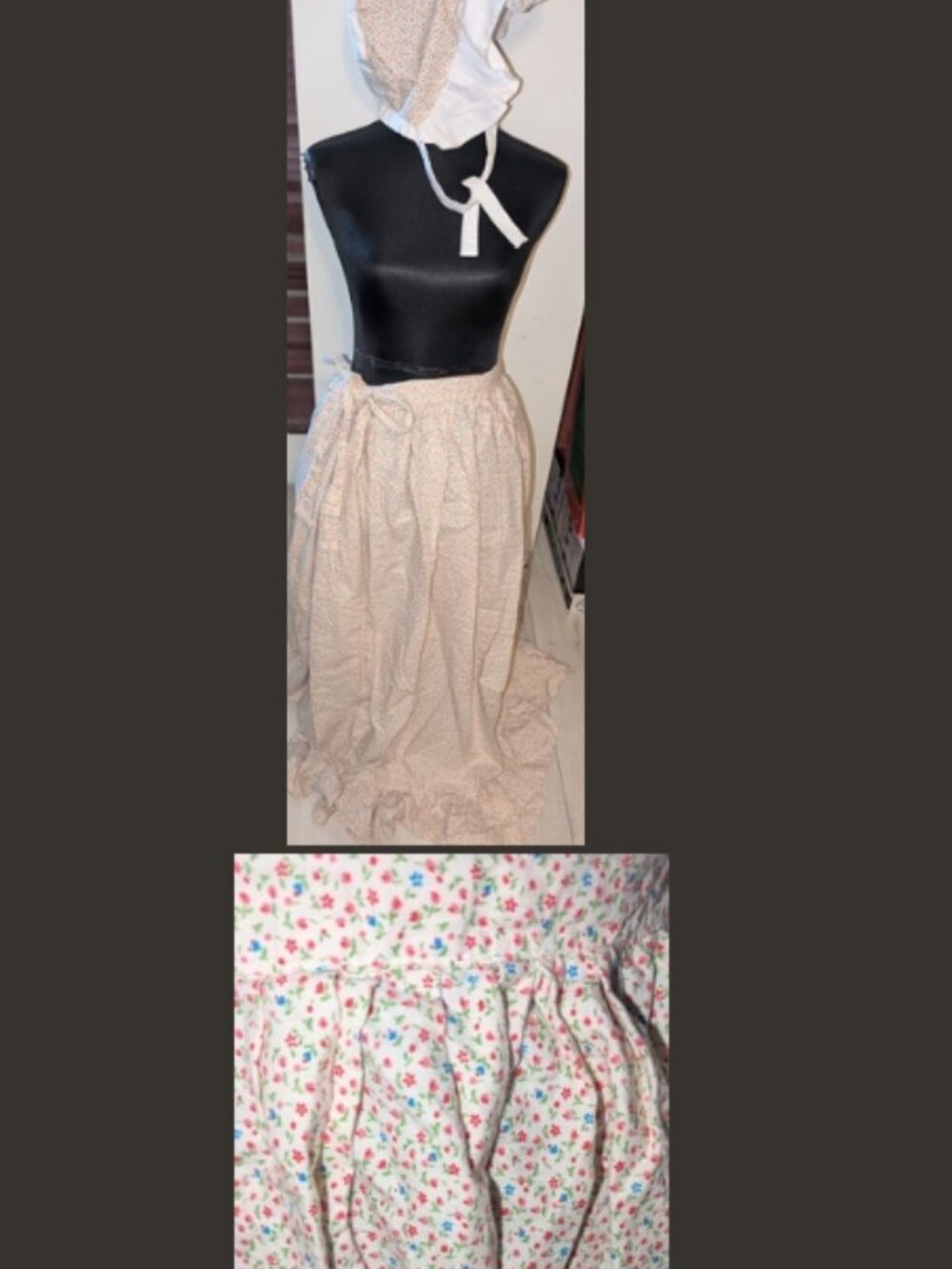 Pioneer Skirt & Bonnet Clothing Costume Prairie Country Theater Womens  L / XL